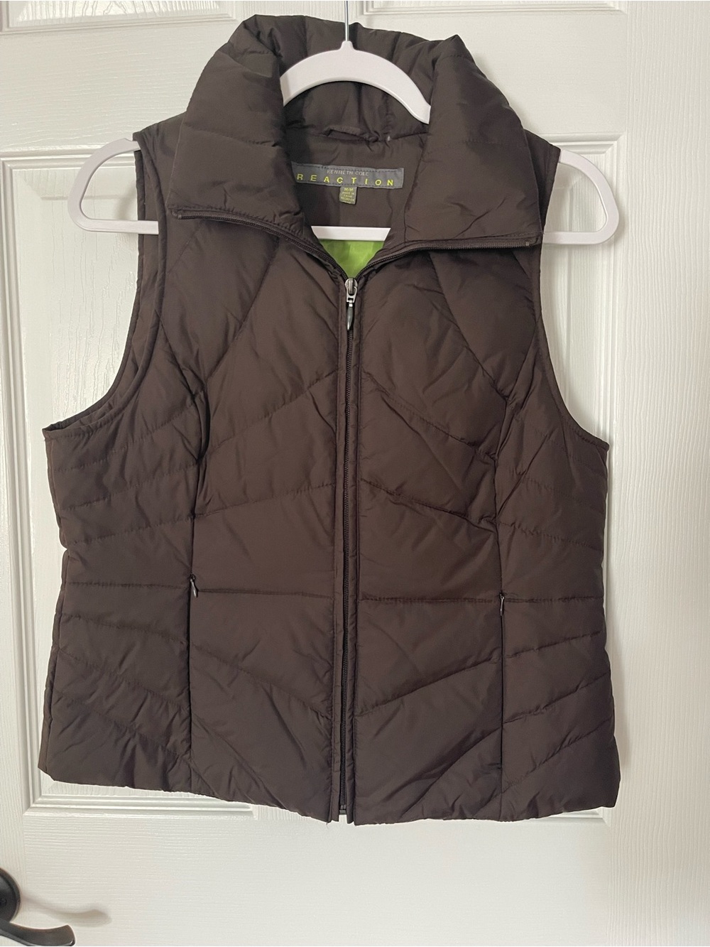 Kenneth Cole Brown Quilted Puffer Vest - Women's Sleeveless Jacket